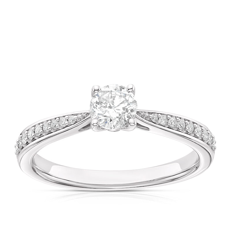 Engagement Ring 9ct White Gold Claw Set Solitaire 0.50ct Diamond Ring