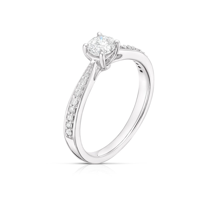Engagement Ring 9ct White Gold Claw Set Solitaire 0.50ct Diamond Ring