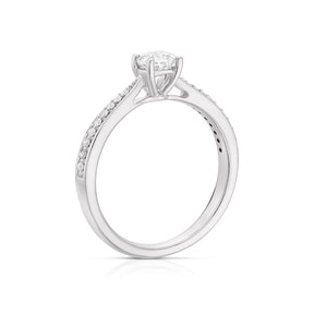 Engagement Ring 9ct White Gold Claw Set Solitaire 0.50ct Diamond Ring