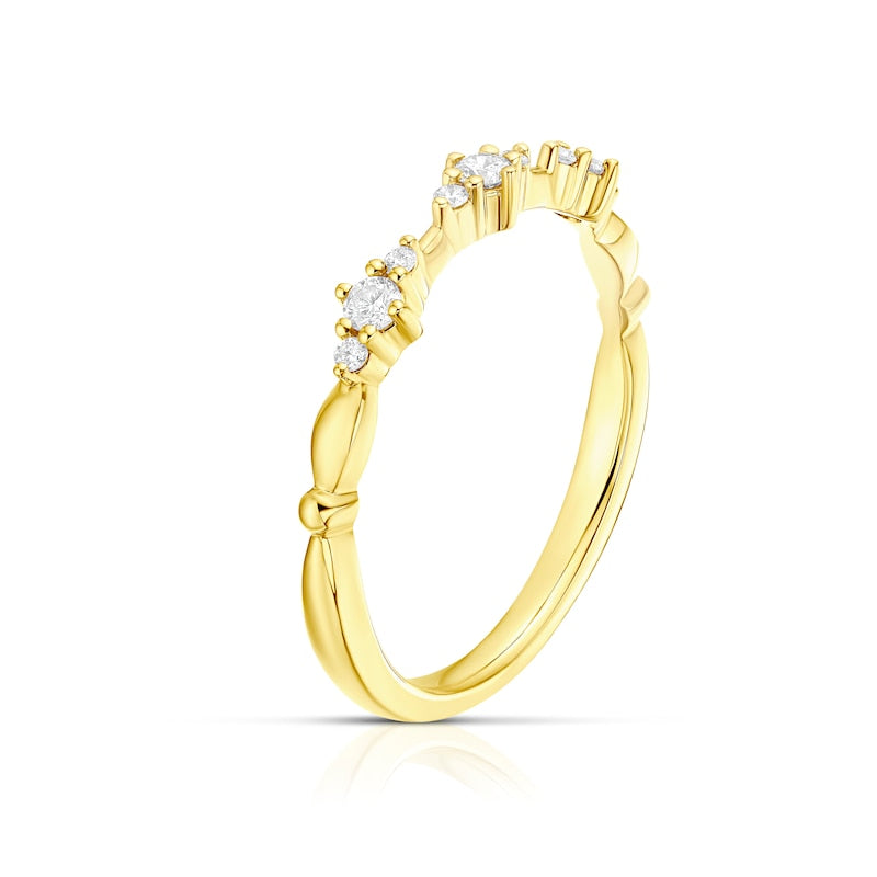 9ct Yellow Gold Claw Set Trio Eternity 0.14ct Diamond Ring