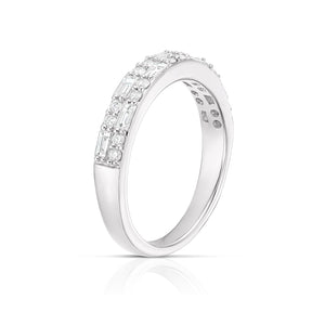 Platinum Round & Baguette Cut Twin Row Eternity 0.50ct Diamond Ring
