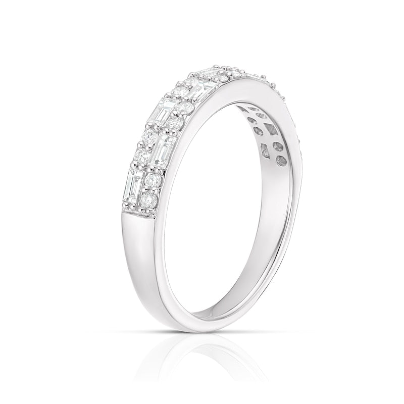 Platinum Round & Baguette Cut Twin Row Eternity 0.50ct Diamond Ring