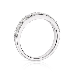 Platinum Round & Baguette Cut Twin Row Eternity 0.50ct Diamond Ring