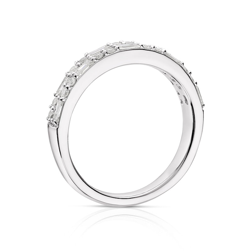Platinum Round & Baguette Cut Twin Row Eternity 0.50ct Diamond Ring