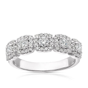 18ct White Gold Cushion Shape Halo Eternity 0.75ct Diamond Ring