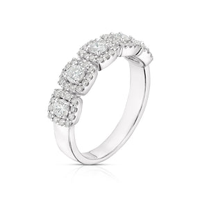 18ct White Gold Cushion Shape Halo Eternity 0.75ct Diamond Ring