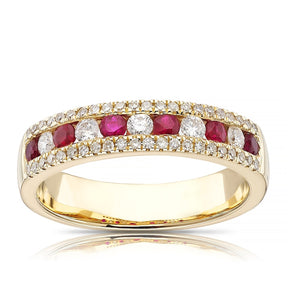 9ct Yellow Gold Ruby 0.33ct Diamond Channel Set Eternity Ring