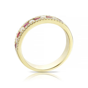 9ct Yellow Gold Ruby 0.33ct Diamond Channel Set Eternity Ring