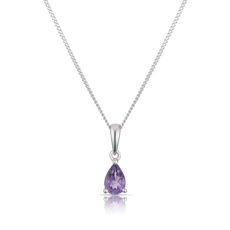 9ct White Gold Amethyst Pear Cut Pendant