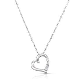 Sterling Silver Diamond Heart Pendant