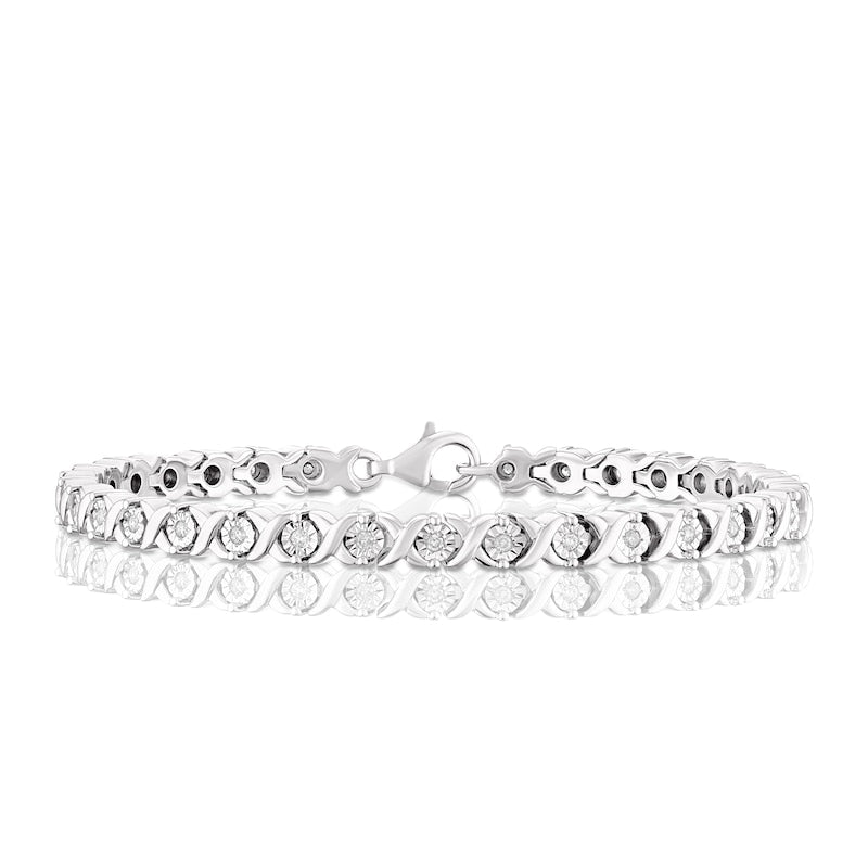 Sterling Silver 0.50ct Diamond Crossover Tennis Bracelet
