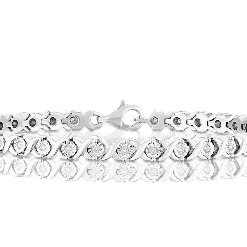 Sterling Silver 0.50ct Diamond Crossover Tennis Bracelet