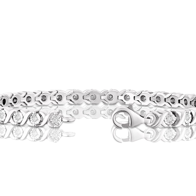Sterling Silver 0.50ct Diamond Crossover Tennis Bracelet