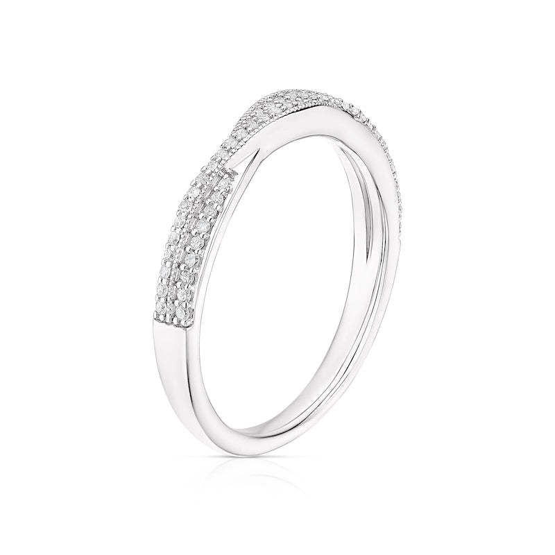 9ct White Gold Twist Eternity 0.12ct Diamond Ring