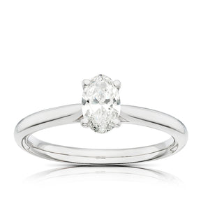 Engagement Ring Platinum Oval Cut Solitaire 0.50ct Diamond Ring