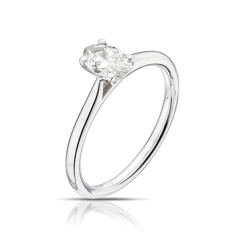 Engagement Ring Platinum Oval Cut Solitaire 0.50ct Diamond Ring