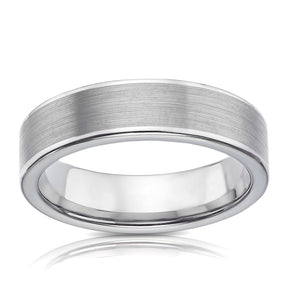 Tungsten Matte Polish Bevelled Edge Ring