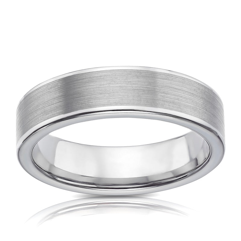 Tungsten Matte Polish Bevelled Edge Ring