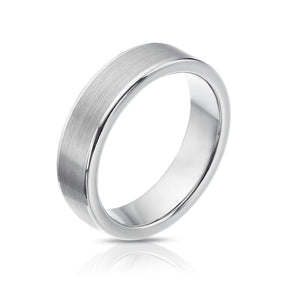 Tungsten Matte Polish Bevelled Edge Ring