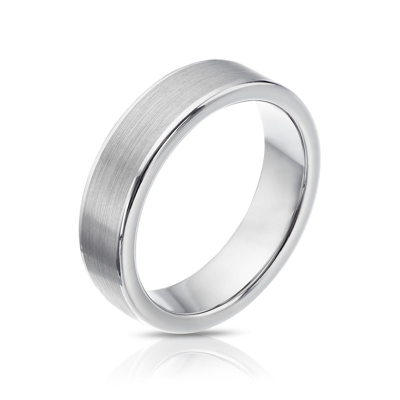 Tungsten Matte Polish Bevelled Edge Ring