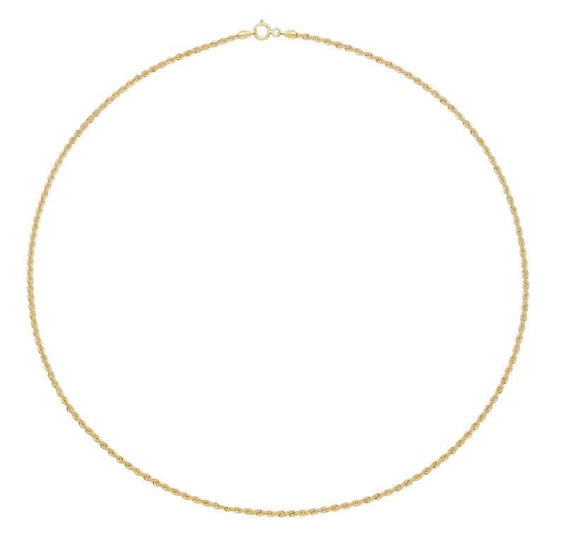 9ct Yellow Gold 18" Rope Chain