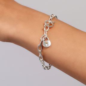 Lauren Ralph Lauren Sterling Silver 7.3" Padlock Pendant Bracelet