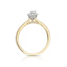 Engagement Ring 18ct Yellow Gold & Platinum Pear Cut Halo 0.50ct Diamond Ring