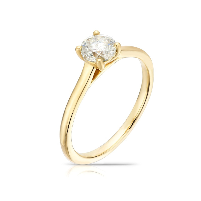 Engagement Ring 14ct Yellow Gold Round Cut Solitaire 0.50ct Diamond Ring