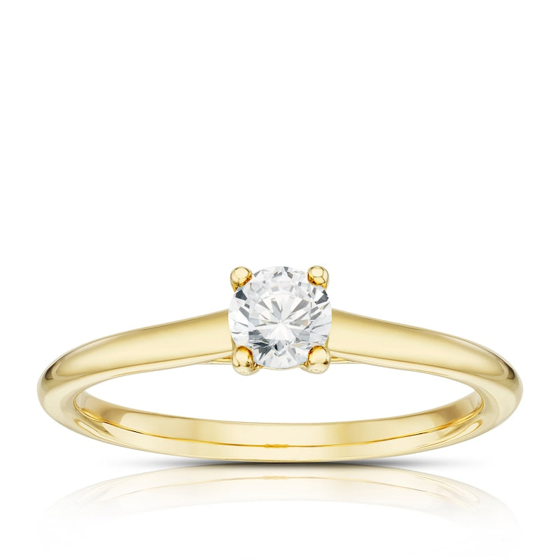 Engagement Ring 14ct Yellow Gold Round Cut Solitaire 0.25ct Diamond Ring