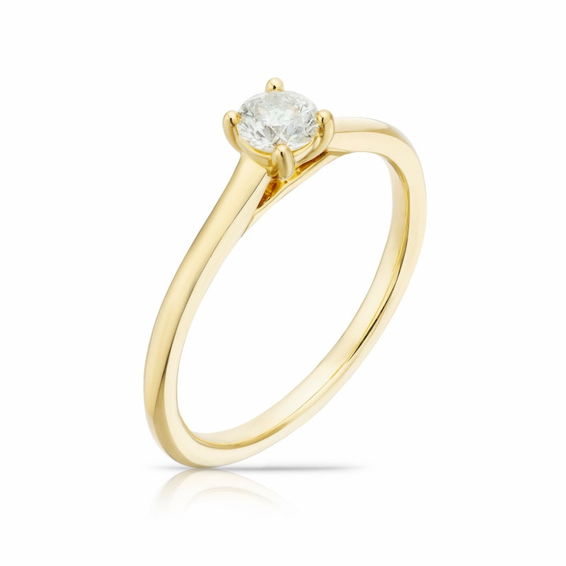 Engagement Ring 14ct Yellow Gold Round Cut Solitaire 0.25ct Diamond Ring