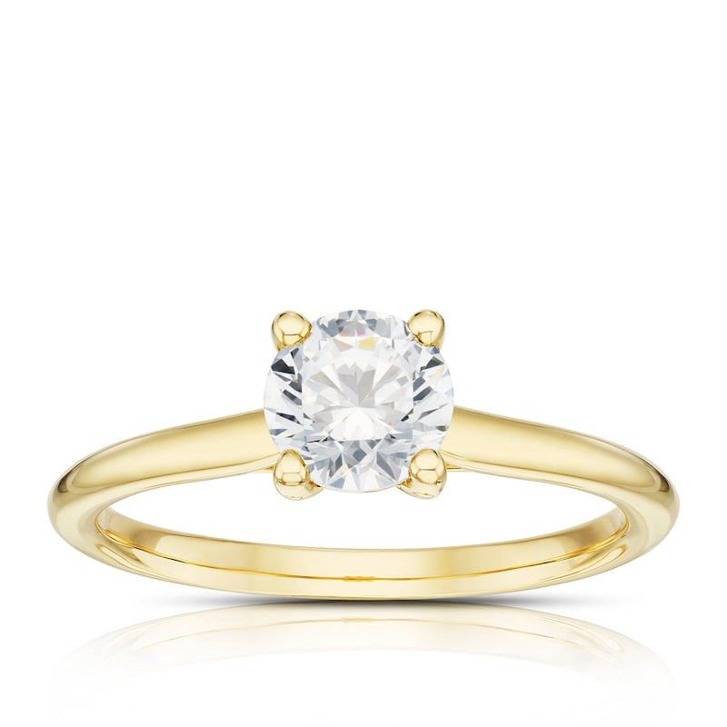 Engagement Ring 14ct Yellow Gold Round Cut Solitaire 0.66ct Diamond Ring