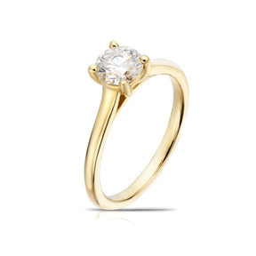 Engagement Ring 14ct Yellow Gold Round Cut Solitaire 0.66ct Diamond Ring