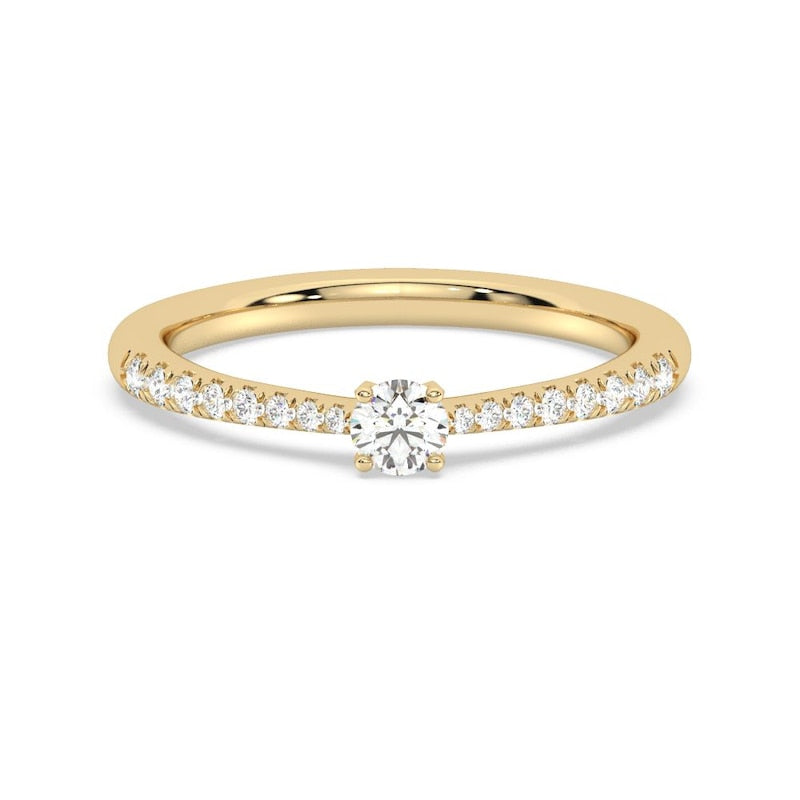 Engagement Ring Origin 18ct Yellow Gold Round Cut Solitaire 0.33ct Diamond Ring
