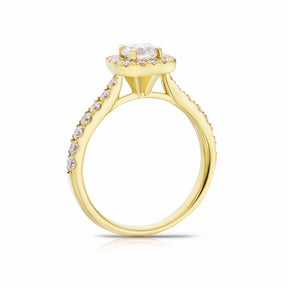 Engagement Ring Origin 18ct Yellow Gold Round Cut Halo 1ct Diamond Ring