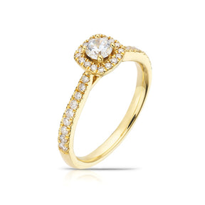 Engagement Ring Origin 18ct Yellow Gold Round Cut Halo 0.50ct Diamond Ring