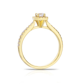 Engagement Ring Origin 18ct Yellow Gold Round Cut Halo 0.50ct Diamond Ring