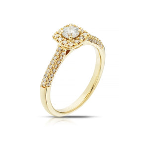Engagement Ring 18ct Yellow Gold Round Cut Halo 0.50ct Diamond Ring