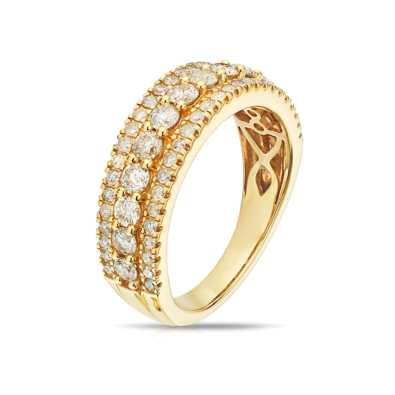 18ct Yellow Gold Triple Row Eternity 1ct Diamond Ring