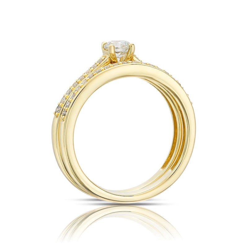 Engagement Ring 9ct Yellow Gold Round Cut Solitaire Bridal Set 0.50ct Diamond Ring