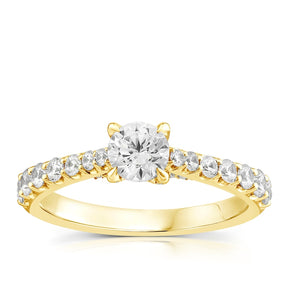 Engagement Ring 18ct Yellow Gold Round Cut Four Claw Solitaire 1ct Diamond Ring