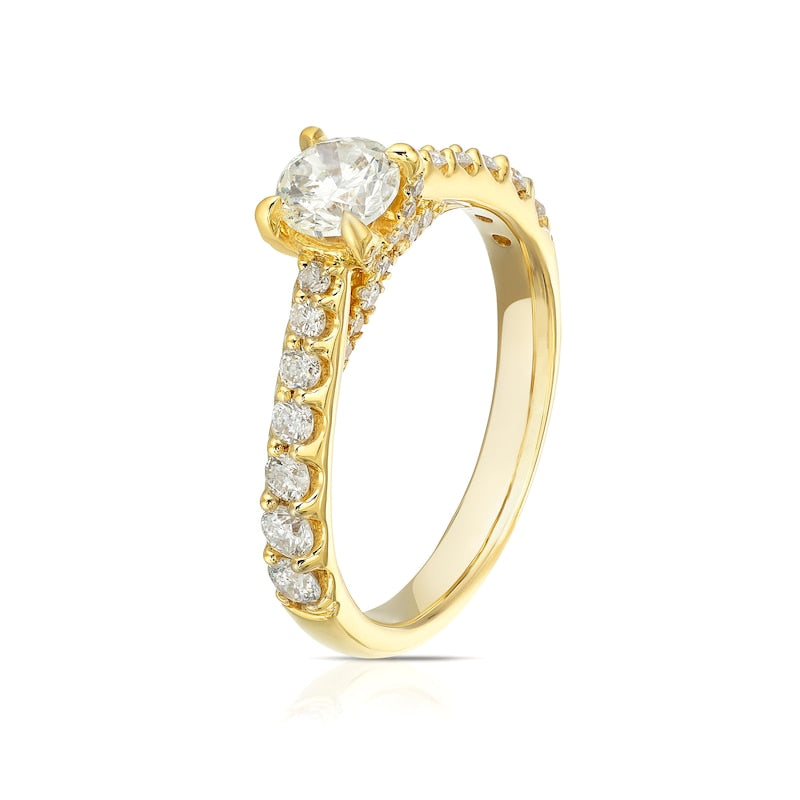 Engagement Ring 18ct Yellow Gold Round Cut Four Claw Solitaire 1ct Diamond Ring