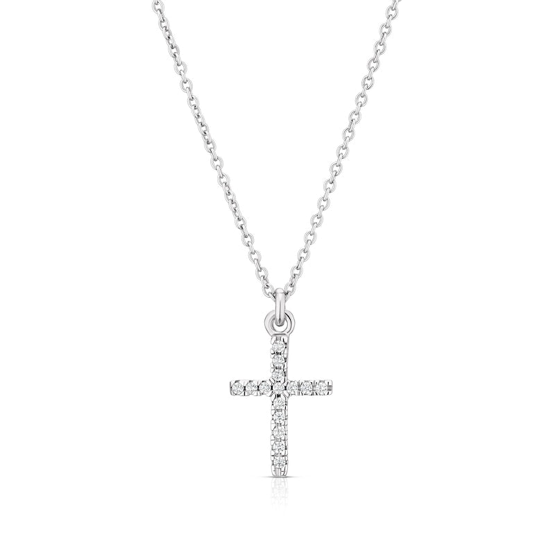 Sterling Silver 16+2" Cubic Zirconia Cross Pendant