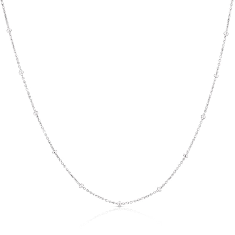 Sterling Silver 18" Beaded Station Chain Necklace