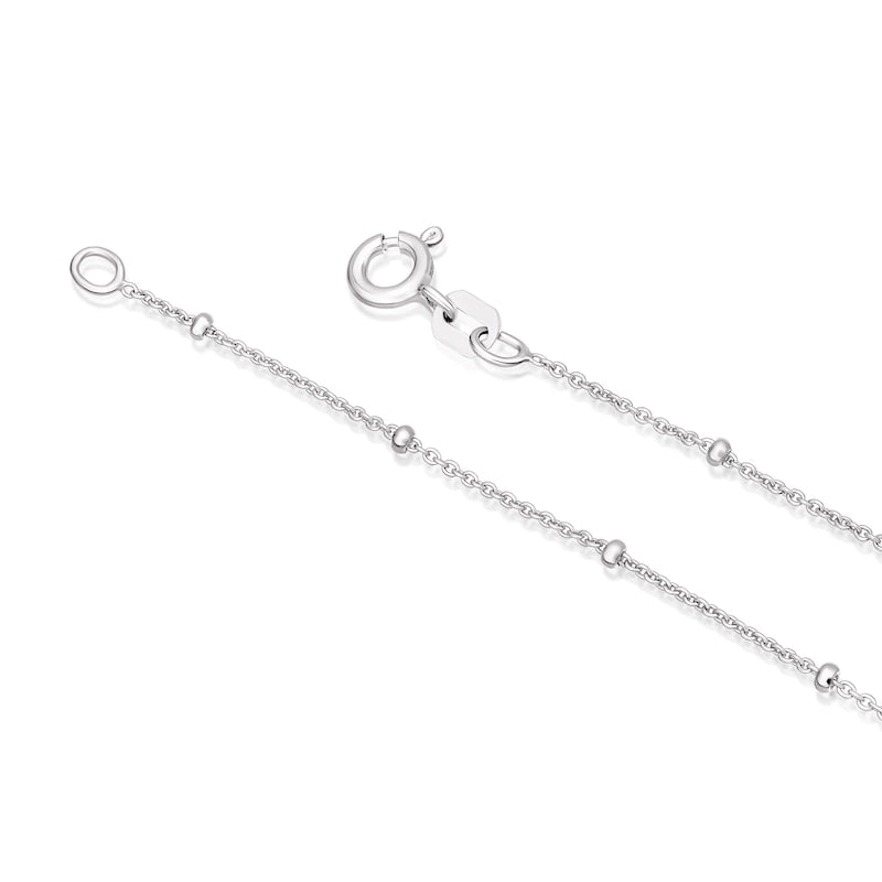 Sterling Silver 18" Beaded Station Chain Necklace