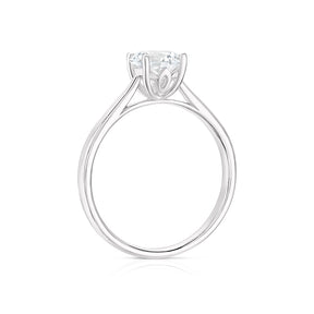 Sterling Silver Cubic Zirconia Round Cut Solitaire Ring