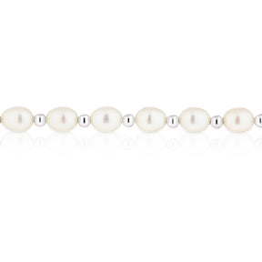 9ct White Gold 7.5" Cultured Pearl Beaded Bracelet