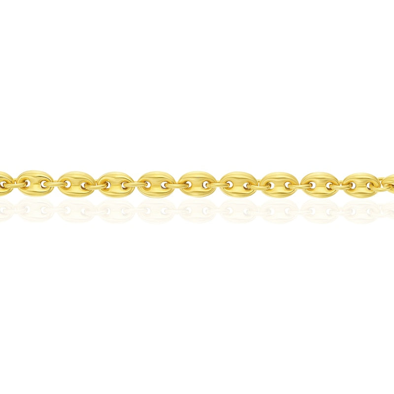 9ct Yellow Gold Puffed Anchor Chain Bracelet