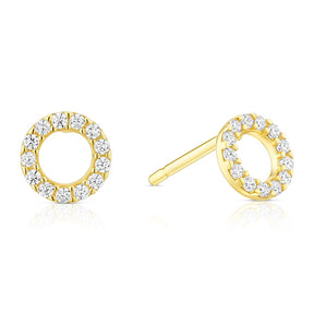 9ct Yellow Gold Cubic Zirconia Open Circle Stud Earrings