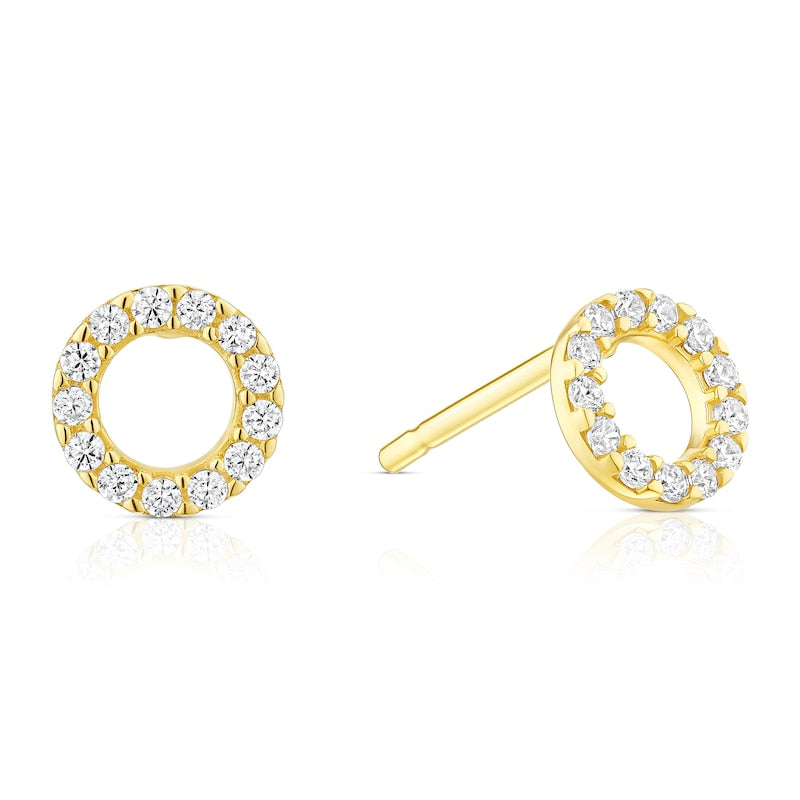 9ct Yellow Gold Cubic Zirconia Open Circle Stud Earrings