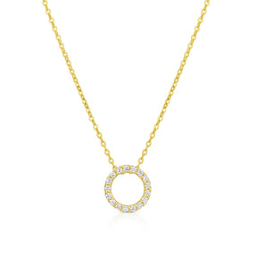 9ct Yellow Gold 16+2" Cubic Zirconia Open Circle Pendant Necklace
